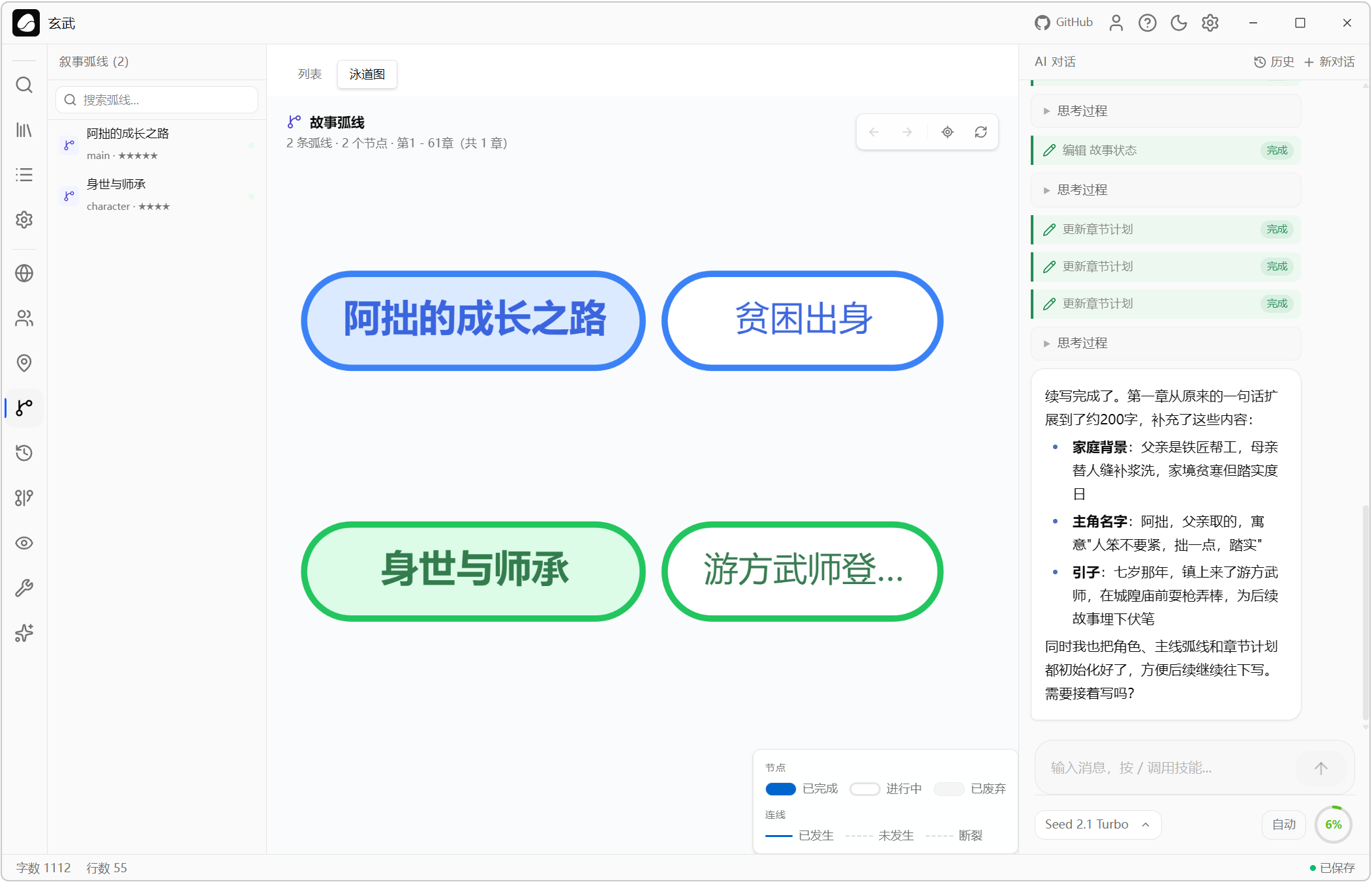 AI小说创作助手 Goink v1.4.2,AI人工智能体对话式写作+自动状态追踪++结构化记忆数据库+本地语义搜索,核心亮点:结构化记忆 + 自主Agent系统,AI能自己查询角色关系、自动追踪伏笔