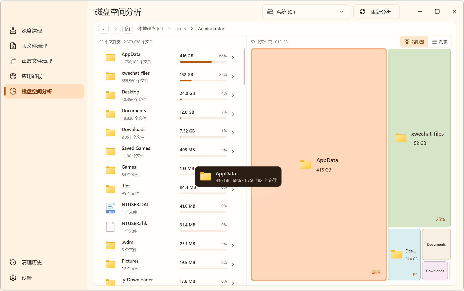 芒果磁盘清理 MangoDisk v1.0.3,电脑磁盘清理工具!适配Windows、macOS多平台,支持磁盘空间分析,可查看空间占用,快速定位大文件大目录,深度清理扫描删除缓存临时文件,大文件清理