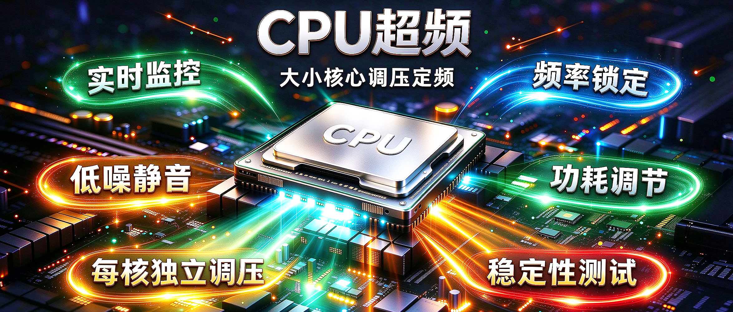 CPU超频软件 IntelUndervolt v3.0，支持CPU大小核心调压定频，自带实时监控、频率锁定、低噪静音，可单独设置每个核心的电压与频率，支持功耗调节、稳定性测试，多方位提升电脑CPU整体
