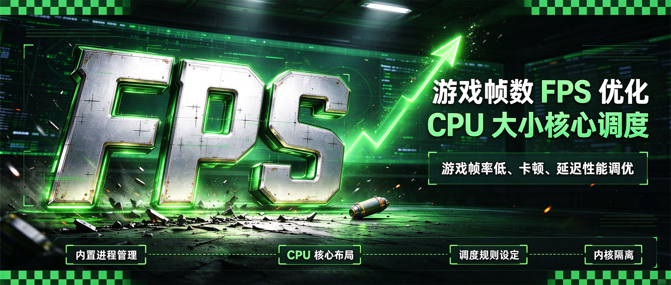 游戏帧数FPS优化工具 FlexCore v1.0，游戏进程CPU大小核心性能调度！解决游戏帧率低、卡顿、延迟、low帧等问题，支持游戏程序进程管理、CPU核心布局、游戏调度规则设定、CPU内存I/O